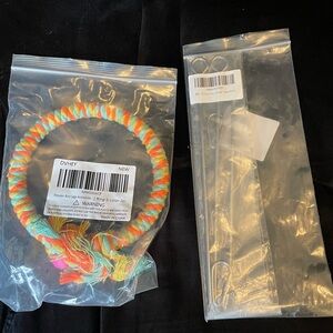 Colorful rope perch and fruit skewers